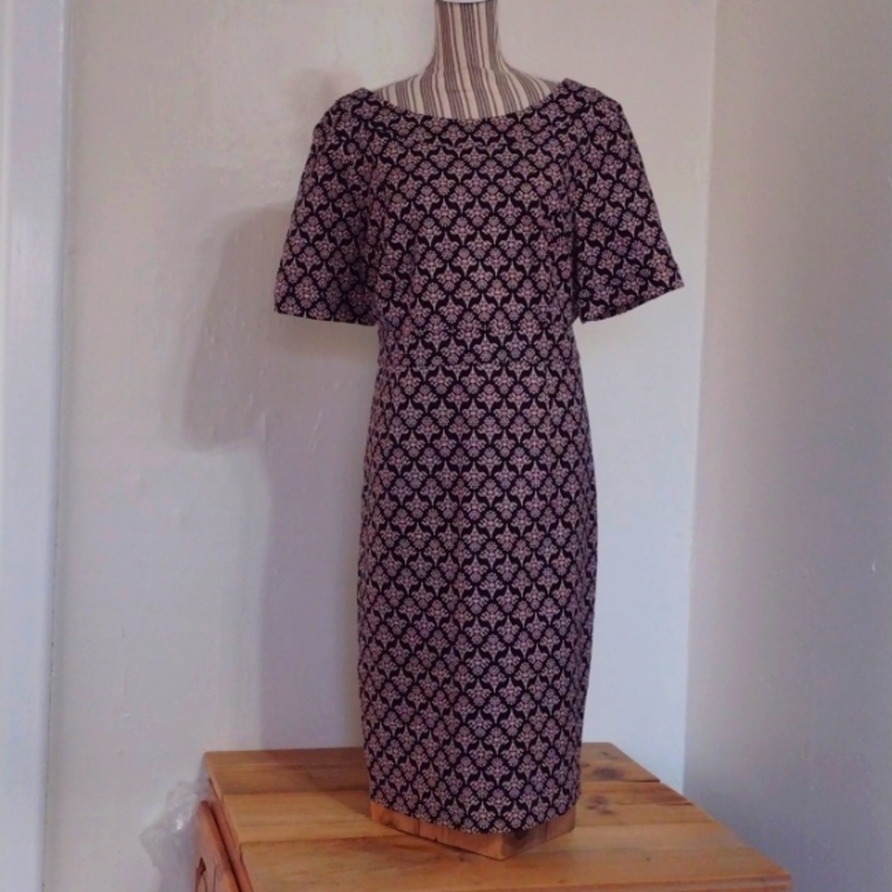 Boden Black and White Printed Midi Dress